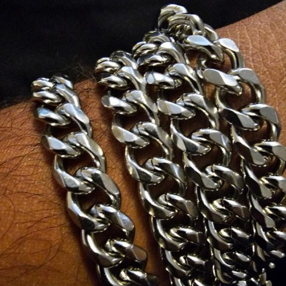 4PK New Big Stainless Cuban Link Steel 11mm Thick Bracelet (Unisex) - Picture 1 of 5